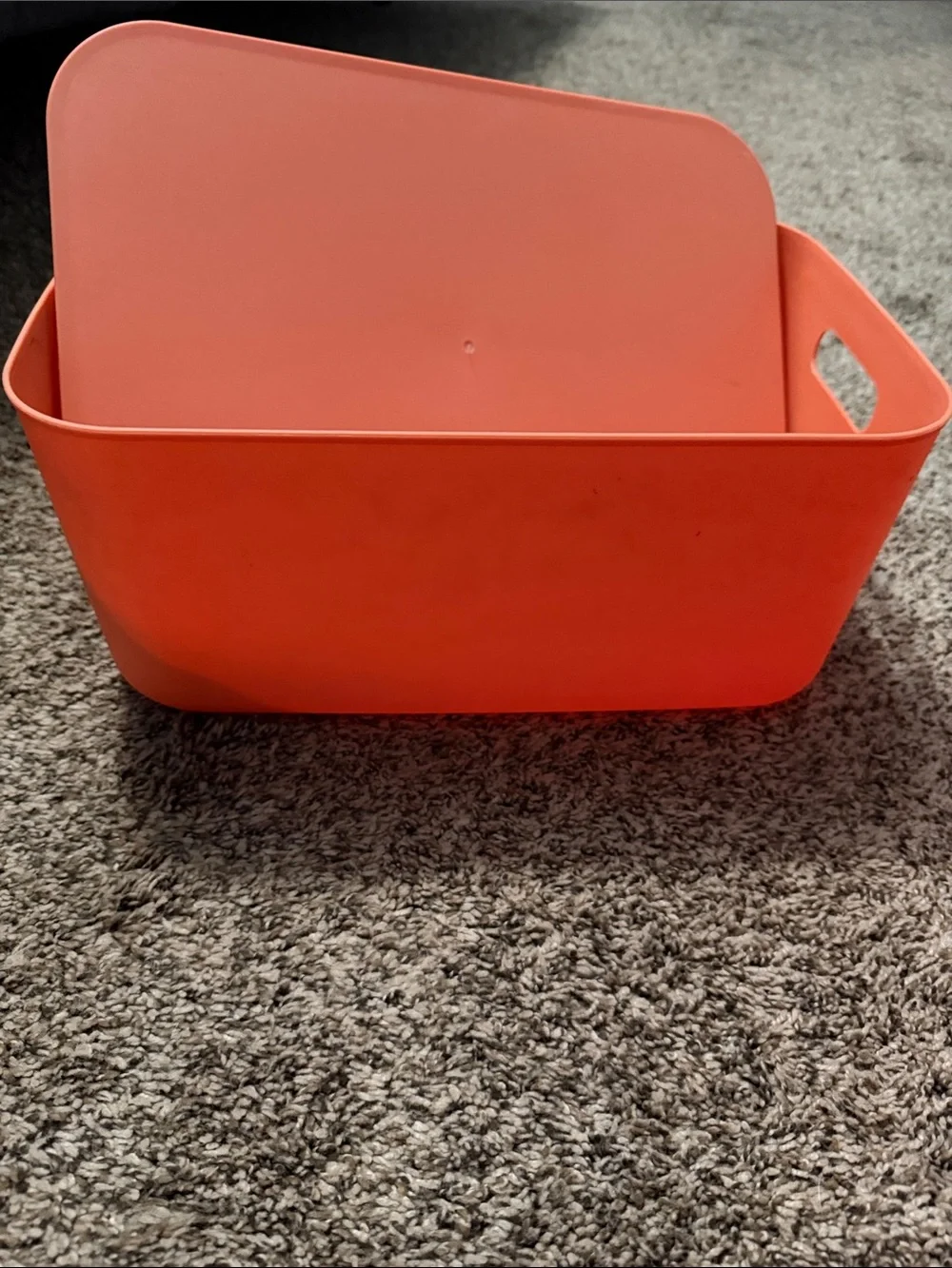 Orange Stackable Organizer Bin w/Fitted Lid 14